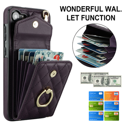 RFID Blocking Back Case for Samsung Galaxy A14 4G / 5G , PU Leather+TPU Ring Kickstand Multiple Card Slots Phone Cover