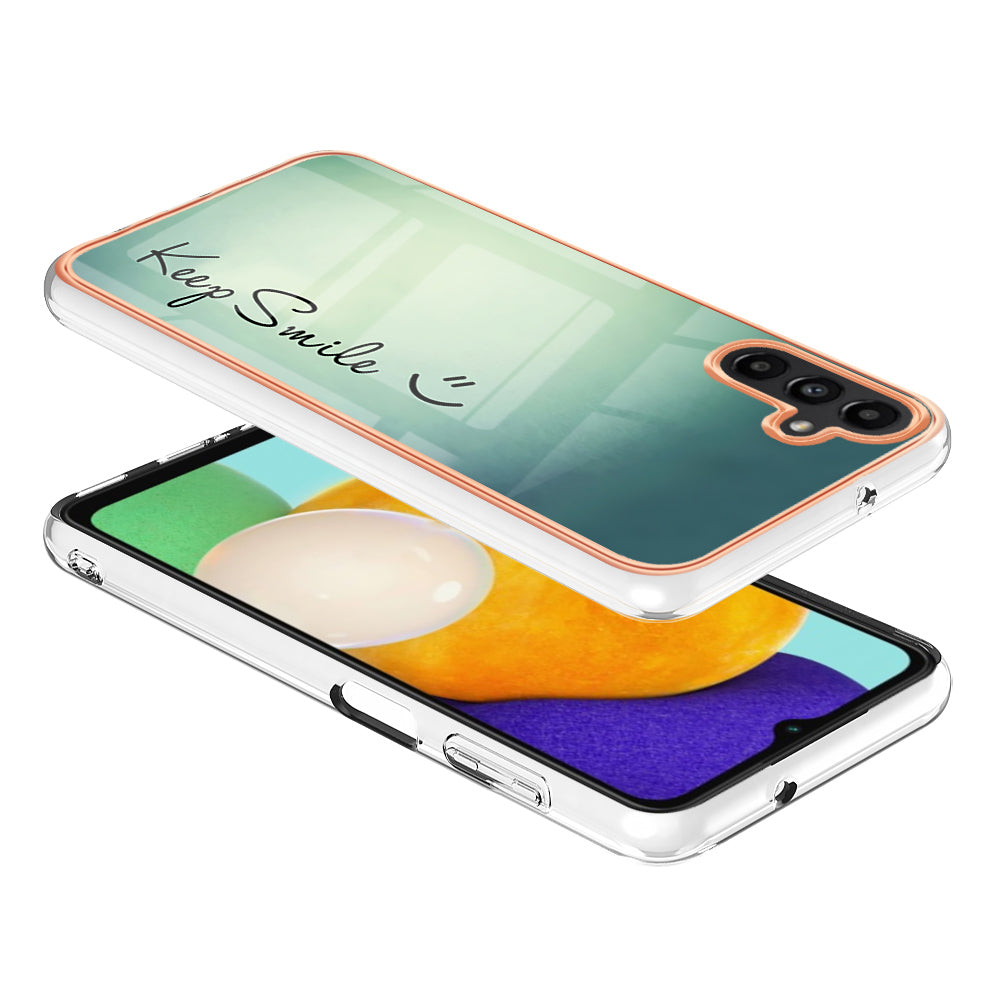 YB IMD Series-19 Style D For Samsung Galaxy A14 5G Pattern Printed 2.0mm TPU Back Cover Electroplated IMD Phone Case