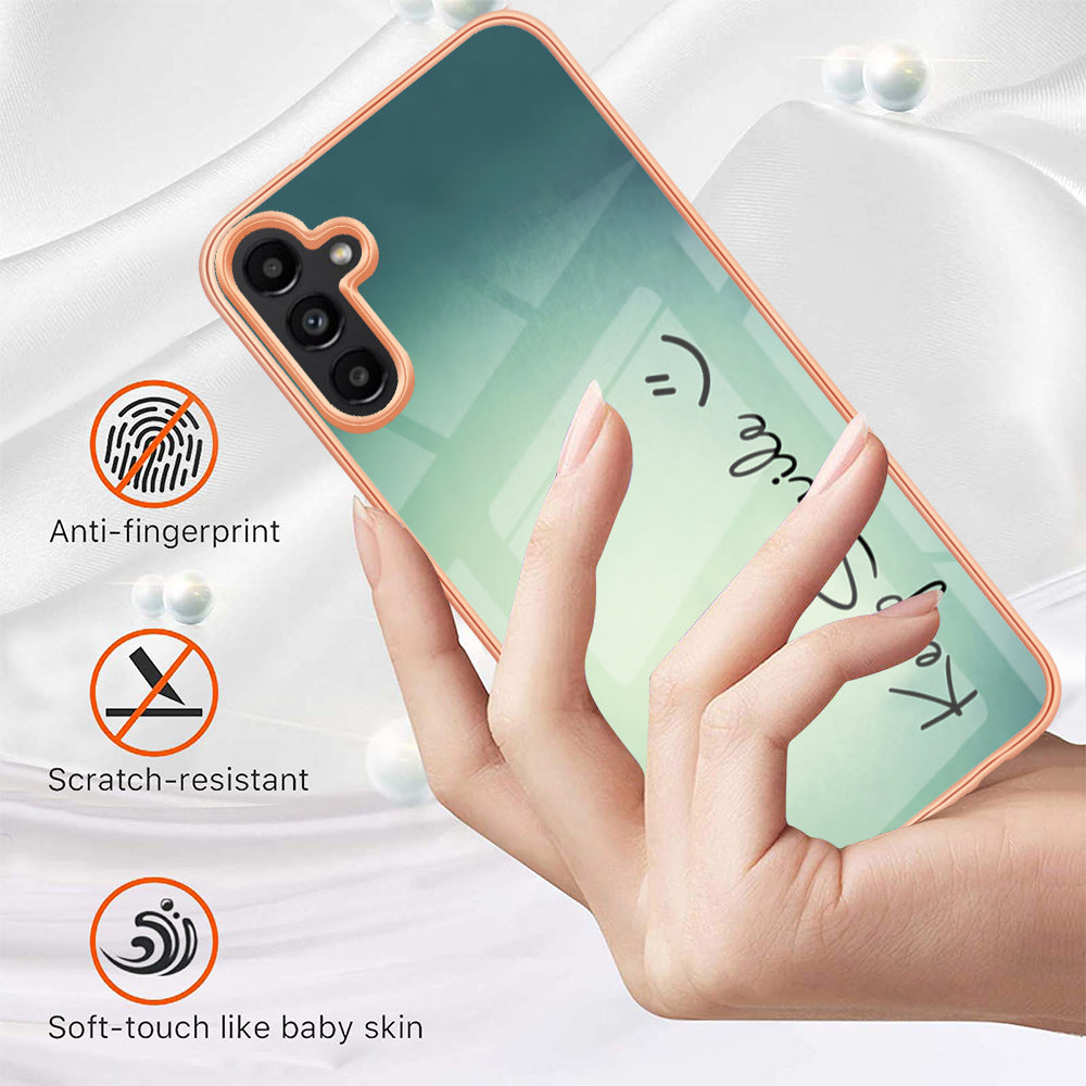 YB IMD Series-19 Style D For Samsung Galaxy A14 5G Pattern Printed 2.0mm TPU Back Cover Electroplated IMD Phone Case