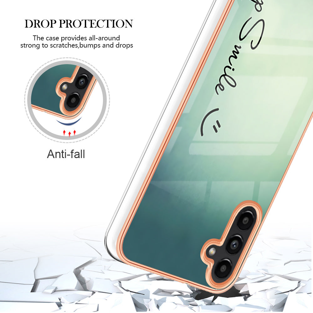 YB IMD Series-19 Style D For Samsung Galaxy A14 5G Pattern Printed 2.0mm TPU Back Cover Electroplated IMD Phone Case