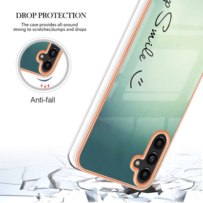 YB IMD Series-19 Style D For Samsung Galaxy A14 5G Pattern Printed 2.0mm TPU Back Cover Electroplated IMD Phone Case
