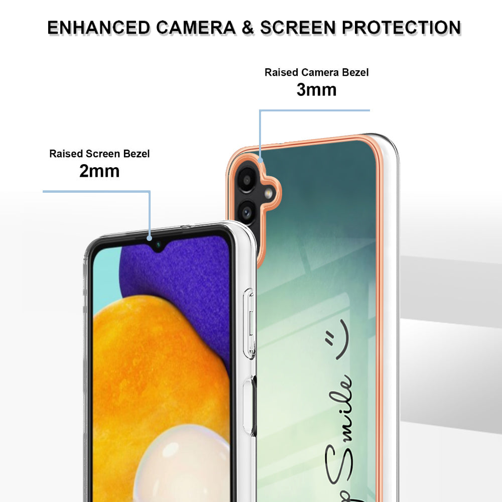 YB IMD Series-19 Style D For Samsung Galaxy A14 5G Pattern Printed 2.0mm TPU Back Cover Electroplated IMD Phone Case