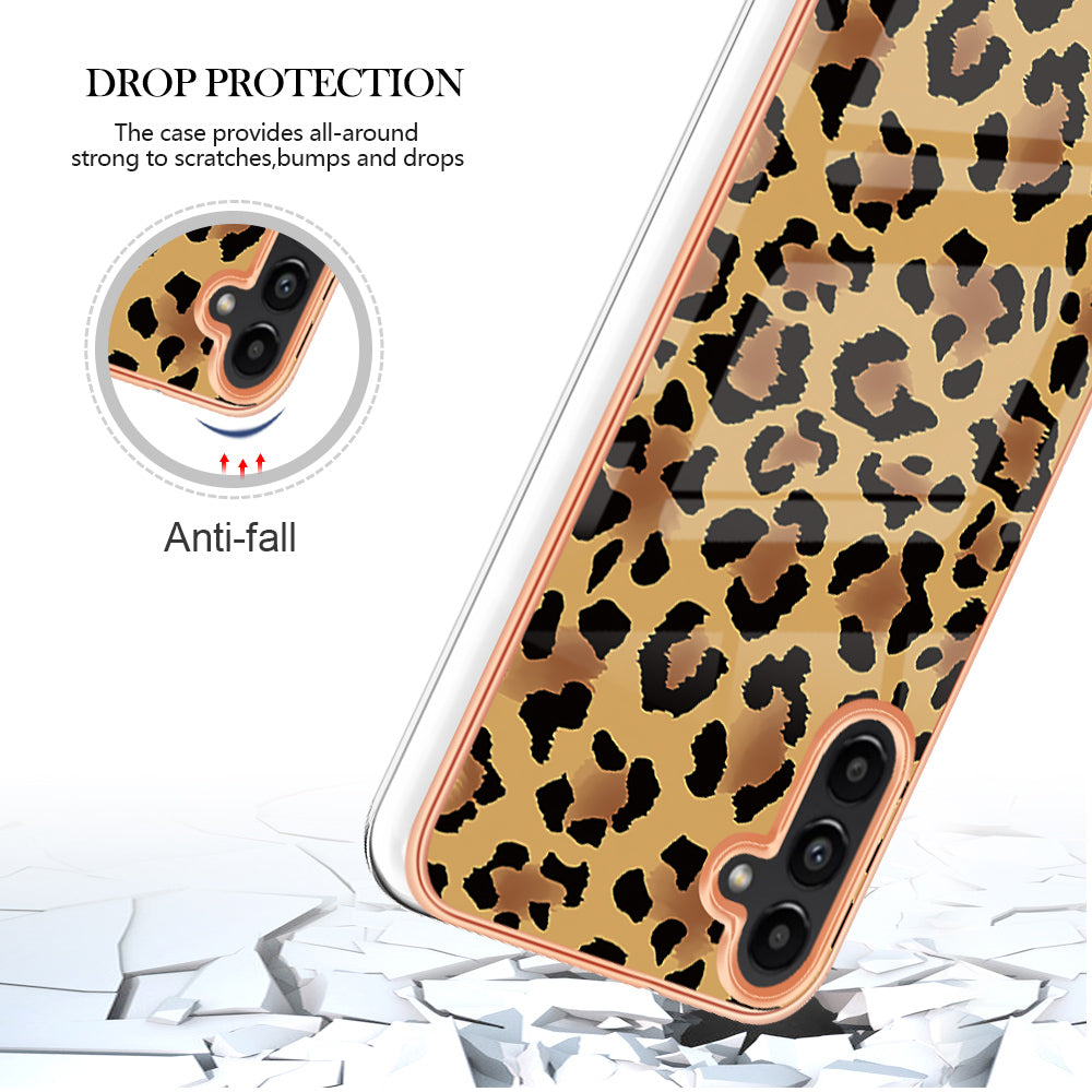 YB IMD Series-19 Style D For Samsung Galaxy A14 5G Pattern Printed 2.0mm TPU Back Cover Electroplated IMD Phone Case