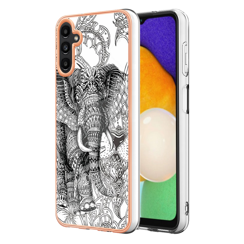 YB IMD Series-19 Style D For Samsung Galaxy A14 5G Pattern Printed 2.0mm TPU Back Cover Electroplated IMD Phone Case