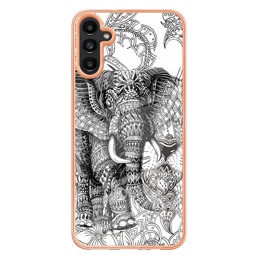 YB IMD Series-19 Style D For Samsung Galaxy A14 5G Pattern Printed 2.0mm TPU Back Cover Electroplated IMD Phone Case