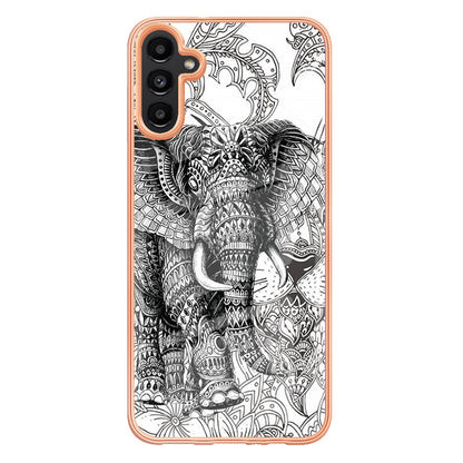 YB IMD Series-19 Style D For Samsung Galaxy A14 5G Pattern Printed 2.0mm TPU Back Cover Electroplated IMD Phone Case