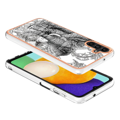 YB IMD Series-19 Style D For Samsung Galaxy A14 5G Pattern Printed 2.0mm TPU Back Cover Electroplated IMD Phone Case
