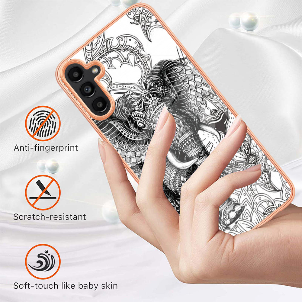 YB IMD Series-19 Style D For Samsung Galaxy A14 5G Pattern Printed 2.0mm TPU Back Cover Electroplated IMD Phone Case