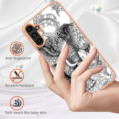 YB IMD Series-19 Style D For Samsung Galaxy A14 5G Pattern Printed 2.0mm TPU Back Cover Electroplated IMD Phone Case