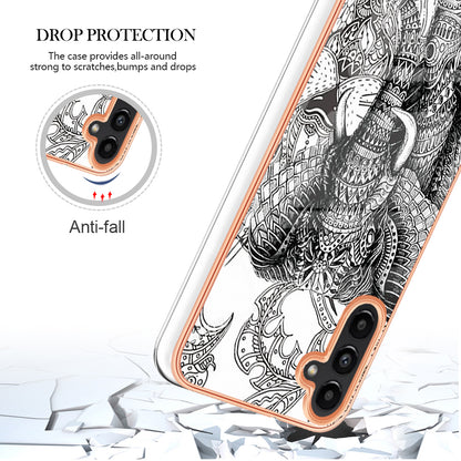YB IMD Series-19 Style D For Samsung Galaxy A14 5G Pattern Printed 2.0mm TPU Back Cover Electroplated IMD Phone Case