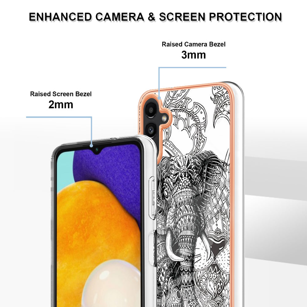 YB IMD Series-19 Style D For Samsung Galaxy A14 5G Pattern Printed 2.0mm TPU Back Cover Electroplated IMD Phone Case