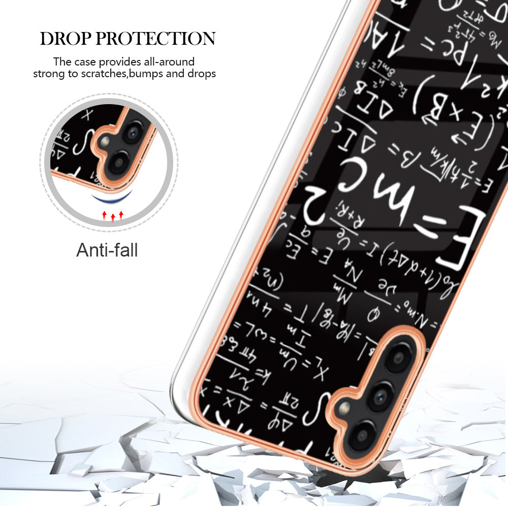 YB IMD Series-19 Style D For Samsung Galaxy A14 5G Pattern Printed 2.0mm TPU Back Cover Electroplated IMD Phone Case