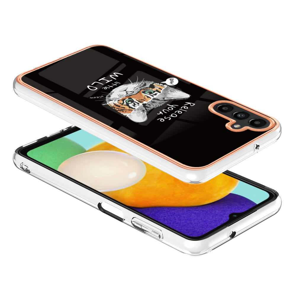 YB IMD Series-19 Style D For Samsung Galaxy A14 5G Pattern Printed 2.0mm TPU Back Cover Electroplated IMD Phone Case