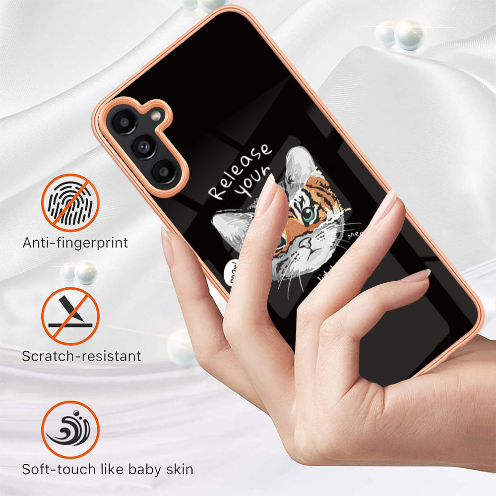 YB IMD Series-19 Style D For Samsung Galaxy A14 5G Pattern Printed 2.0mm TPU Back Cover Electroplated IMD Phone Case