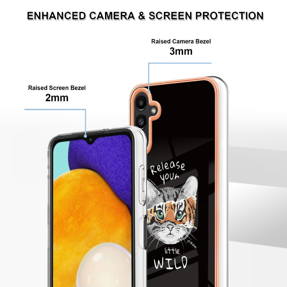 YB IMD Series-19 Style D For Samsung Galaxy A14 5G Pattern Printed 2.0mm TPU Back Cover Electroplated IMD Phone Case