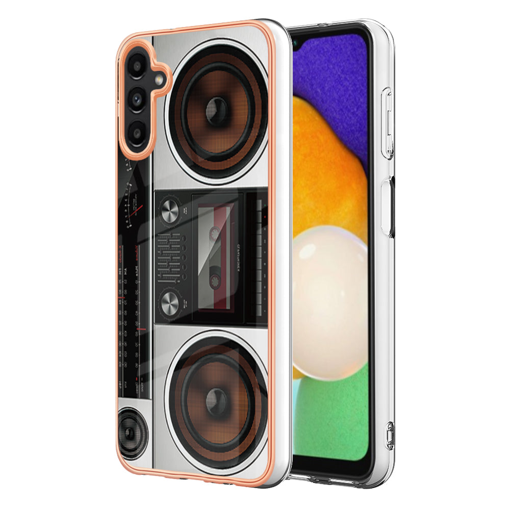 YB IMD Series-19 Style D For Samsung Galaxy A14 5G Pattern Printed 2.0mm TPU Back Cover Electroplated IMD Phone Case