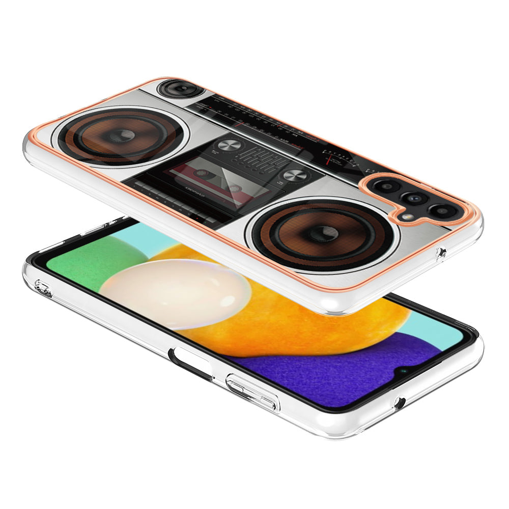 YB IMD Series-19 Style D For Samsung Galaxy A14 5G Pattern Printed 2.0mm TPU Back Cover Electroplated IMD Phone Case