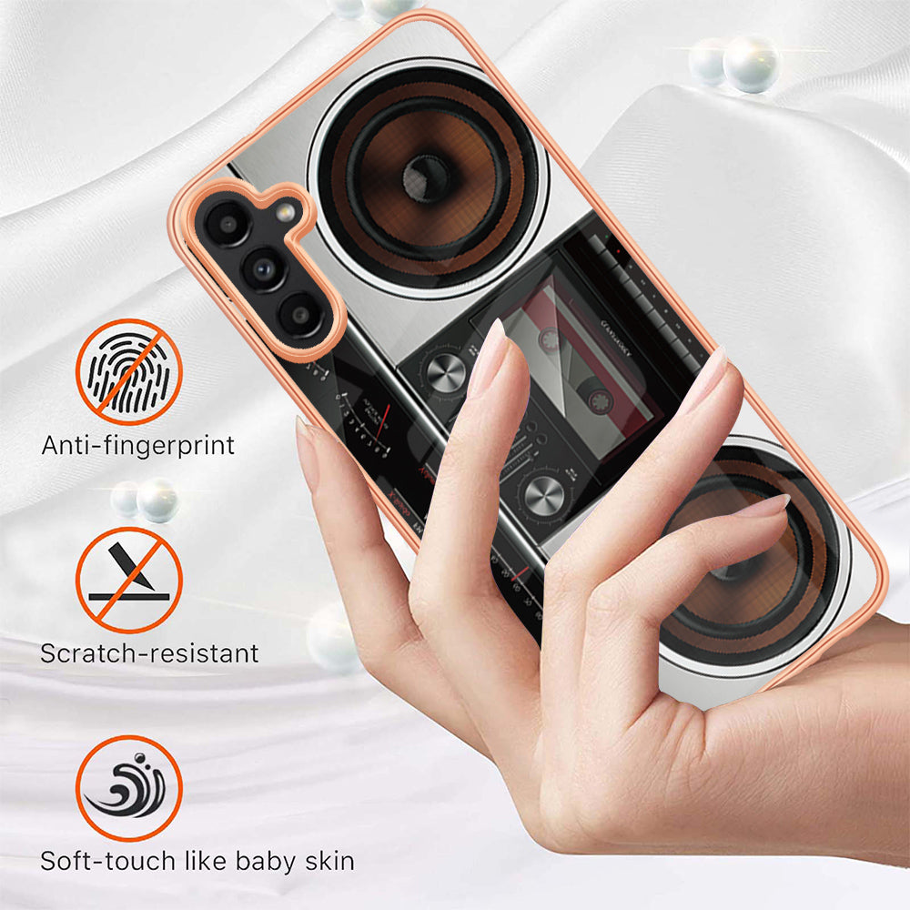 YB IMD Series-19 Style D For Samsung Galaxy A14 5G Pattern Printed 2.0mm TPU Back Cover Electroplated IMD Phone Case