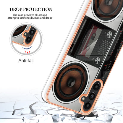YB IMD Series-19 Style D For Samsung Galaxy A14 5G Pattern Printed 2.0mm TPU Back Cover Electroplated IMD Phone Case