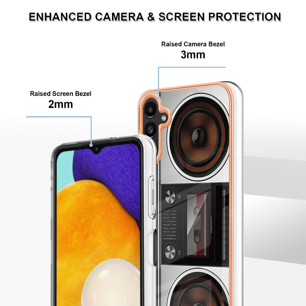 YB IMD Series-19 Style D For Samsung Galaxy A14 5G Pattern Printed 2.0mm TPU Back Cover Electroplated IMD Phone Case