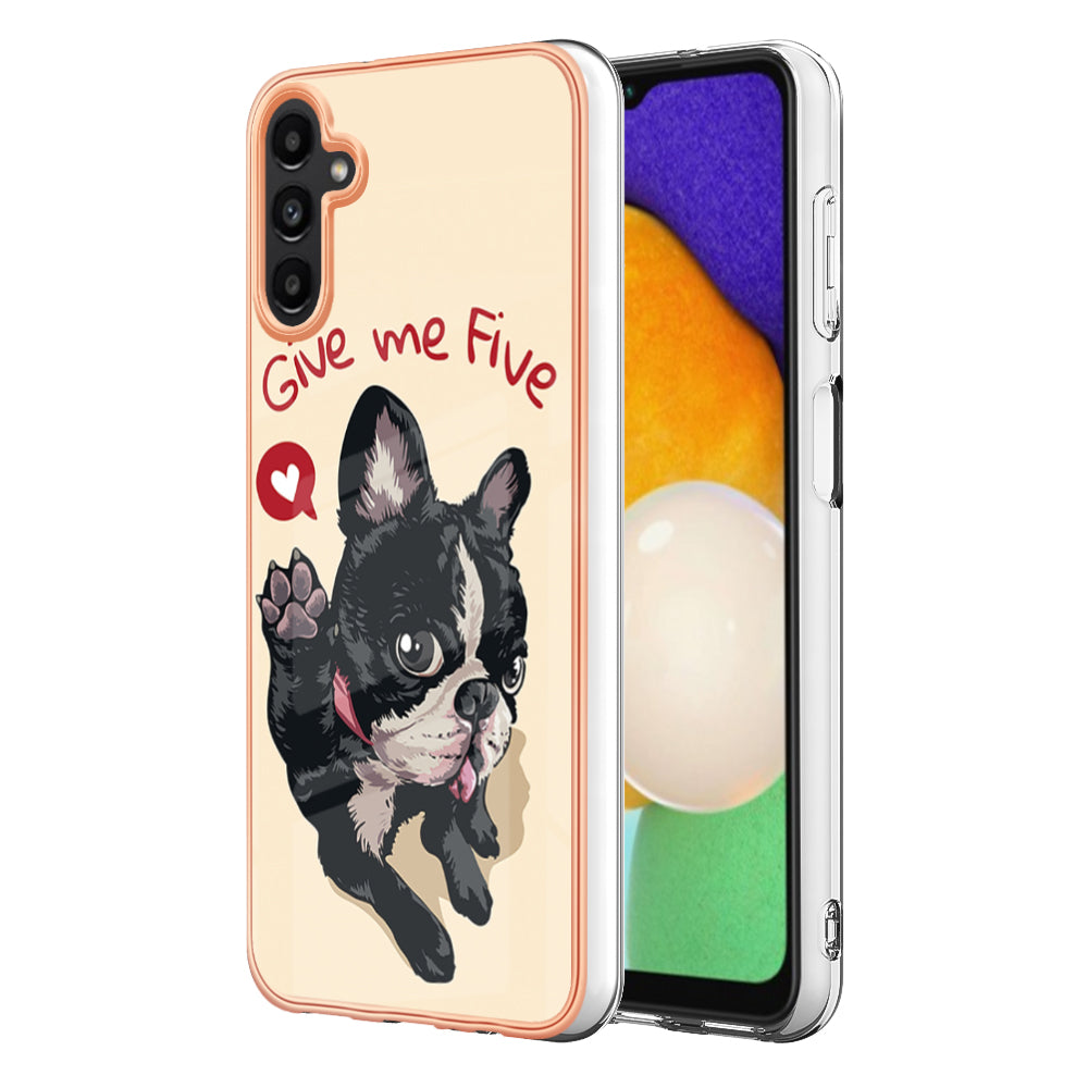 YB IMD Series-19 Style D For Samsung Galaxy A14 5G Pattern Printed 2.0mm TPU Back Cover Electroplated IMD Phone Case