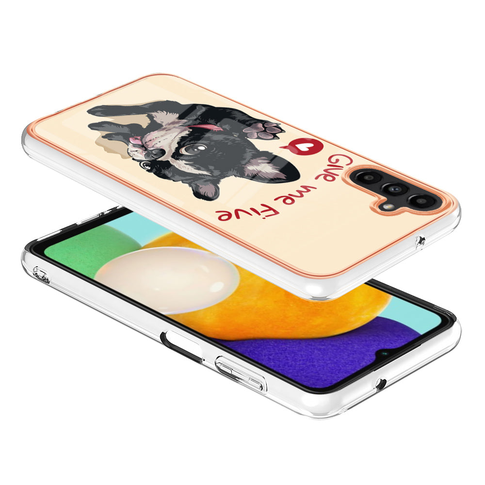 YB IMD Series-19 Style D For Samsung Galaxy A14 5G Pattern Printed 2.0mm TPU Back Cover Electroplated IMD Phone Case