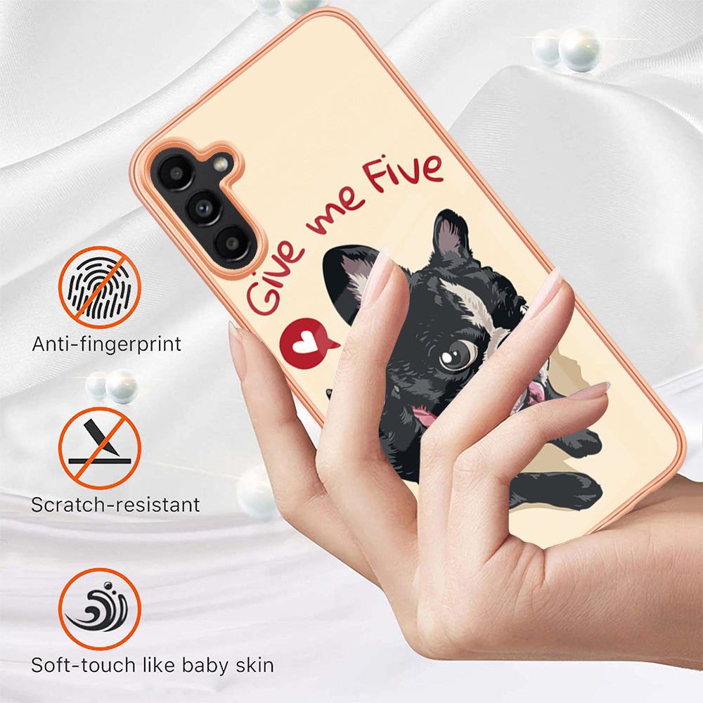 YB IMD Series-19 Style D For Samsung Galaxy A14 5G Pattern Printed 2.0mm TPU Back Cover Electroplated IMD Phone Case