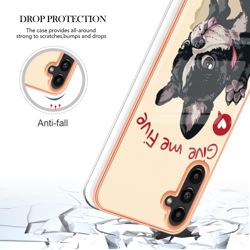 YB IMD Series-19 Style D For Samsung Galaxy A14 5G Pattern Printed 2.0mm TPU Back Cover Electroplated IMD Phone Case