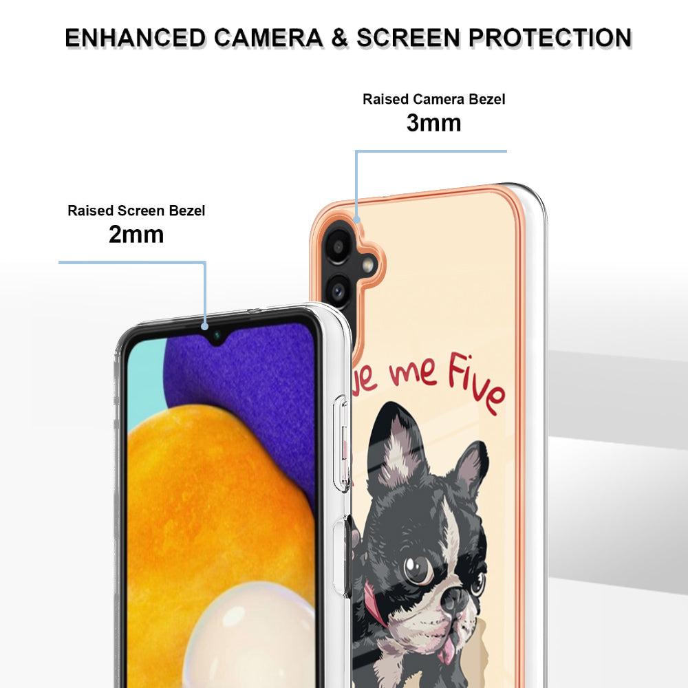 YB IMD Series-19 Style D For Samsung Galaxy A14 5G Pattern Printed 2.0mm TPU Back Cover Electroplated IMD Phone Case