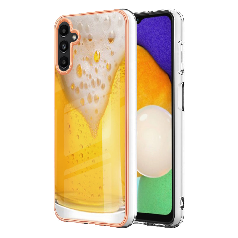 YB IMD Series-19 Style D For Samsung Galaxy A14 5G Pattern Printed 2.0mm TPU Back Cover Electroplated IMD Phone Case