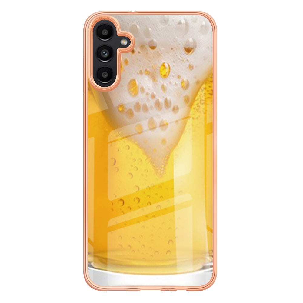 YB IMD Series-19 Style D For Samsung Galaxy A14 5G Pattern Printed 2.0mm TPU Back Cover Electroplated IMD Phone Case