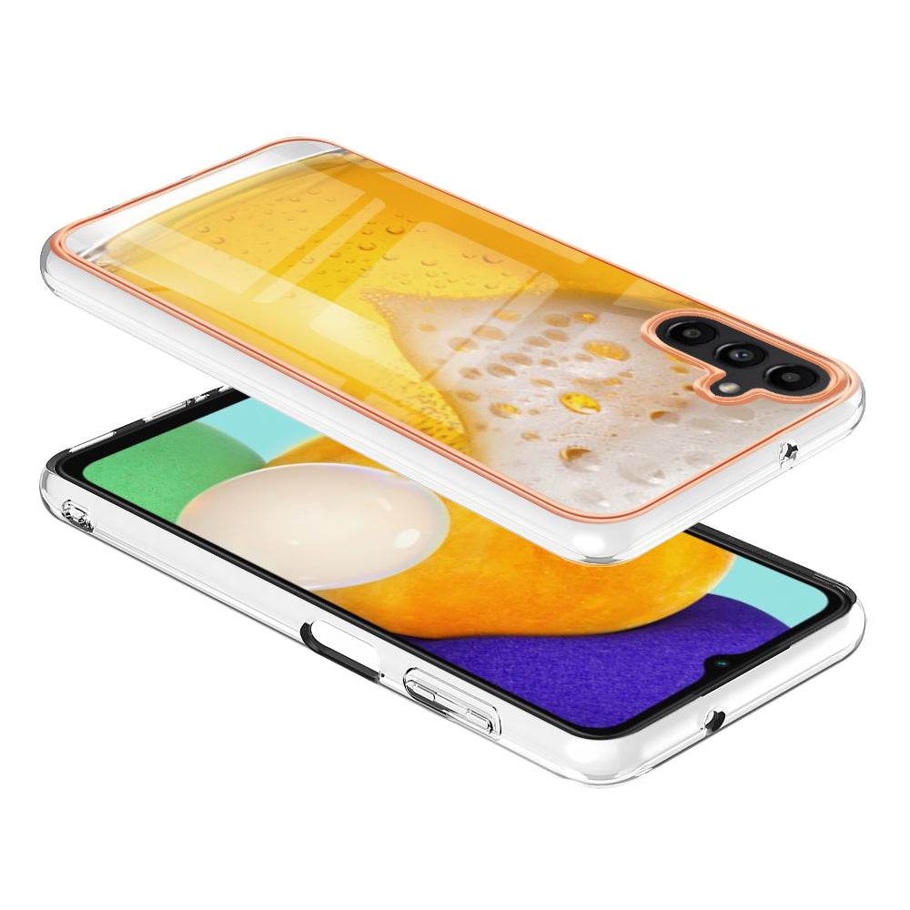 YB IMD Series-19 Style D For Samsung Galaxy A14 5G Pattern Printed 2.0mm TPU Back Cover Electroplated IMD Phone Case