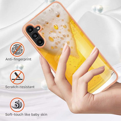 YB IMD Series-19 Style D For Samsung Galaxy A14 5G Pattern Printed 2.0mm TPU Back Cover Electroplated IMD Phone Case