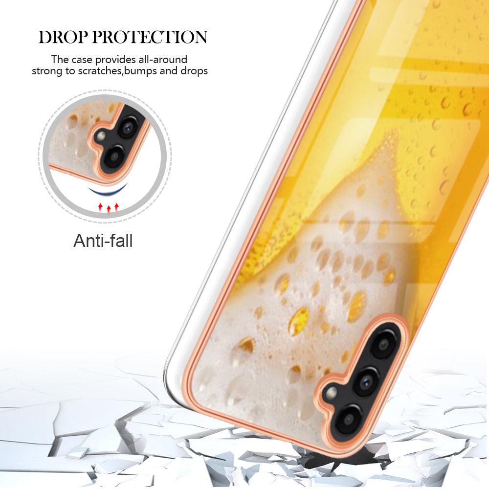 YB IMD Series-19 Style D For Samsung Galaxy A14 5G Pattern Printed 2.0mm TPU Back Cover Electroplated IMD Phone Case