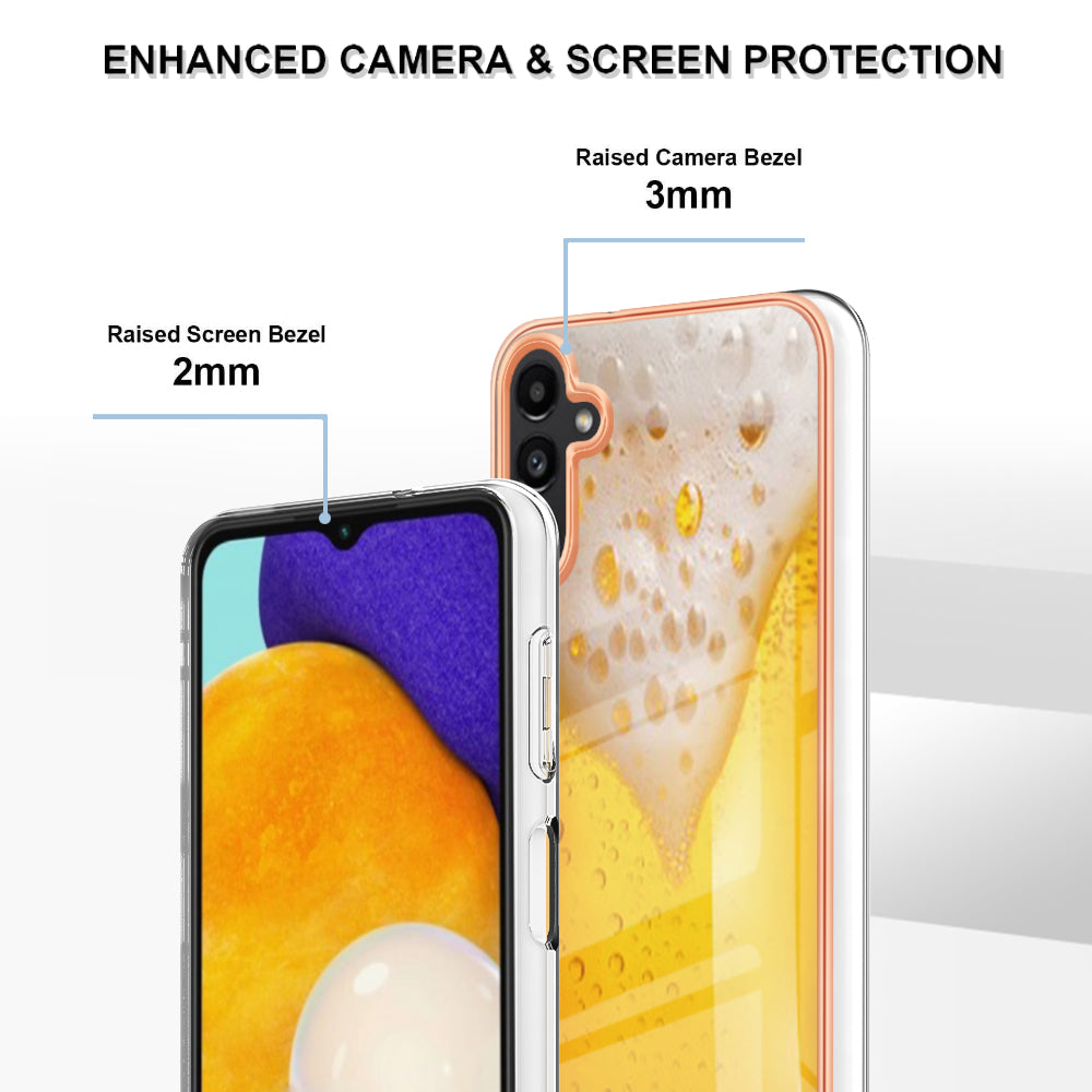 YB IMD Series-19 Style D For Samsung Galaxy A14 5G Pattern Printed 2.0mm TPU Back Cover Electroplated IMD Phone Case