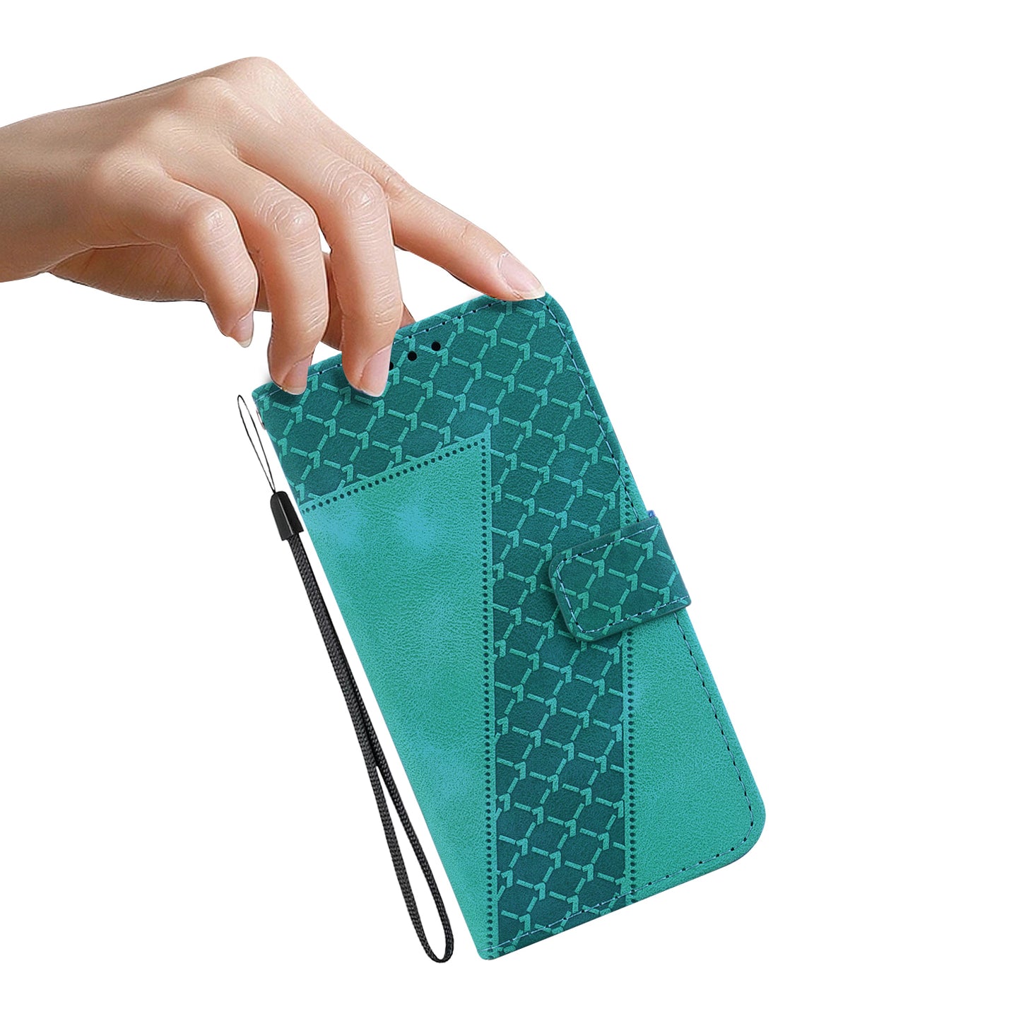 For Huawei nova Y61 4G Stand Cover Imprinted 7-Shape Pattern Wallet Flip Leather Phone Case