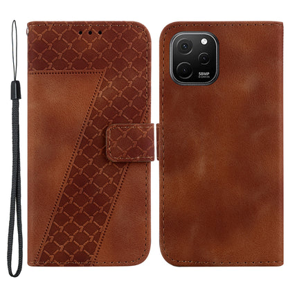 For Huawei nova Y61 4G Stand Cover Imprinted 7-Shape Pattern Wallet Flip Leather Phone Case