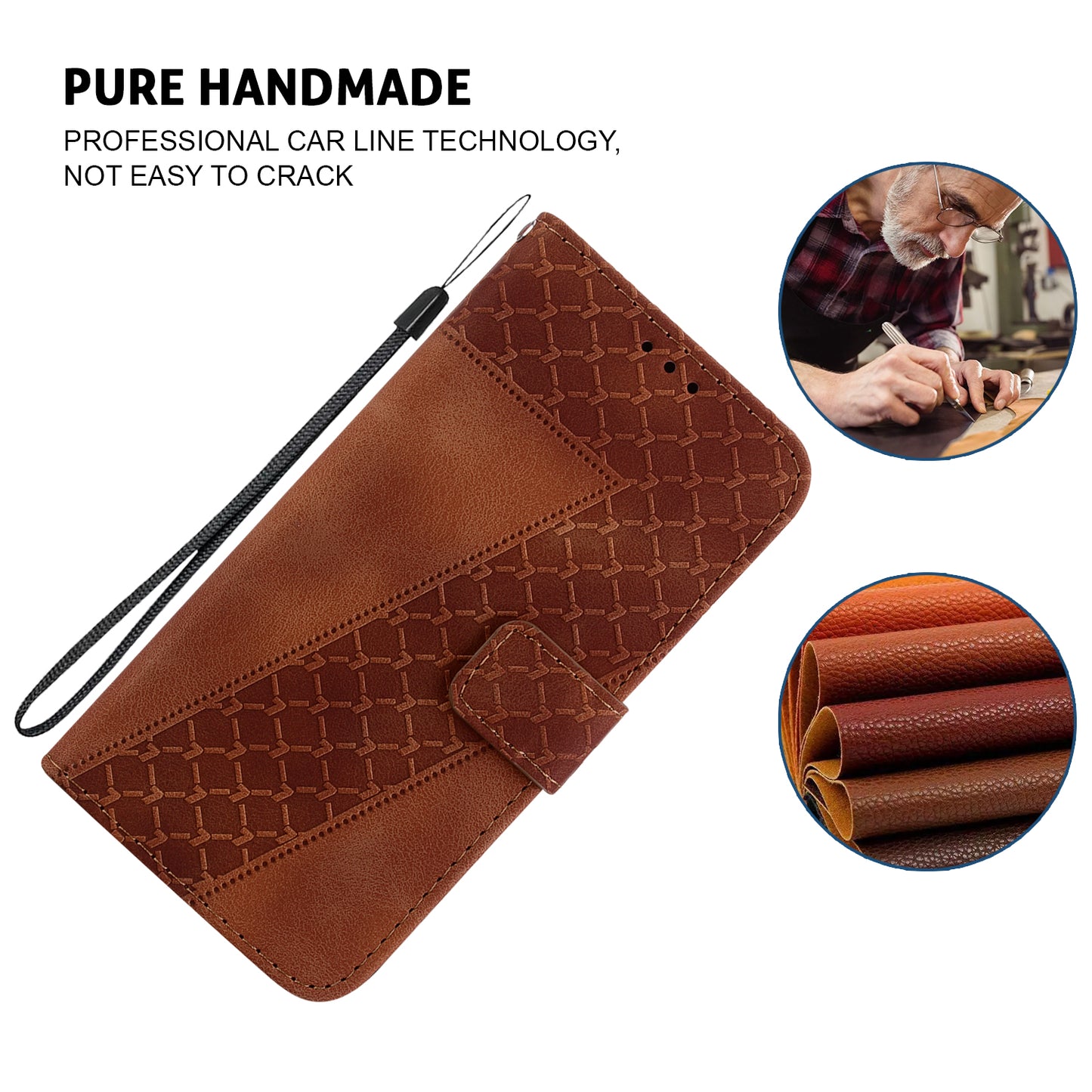 For Huawei nova Y61 4G Stand Cover Imprinted 7-Shape Pattern Wallet Flip Leather Phone Case