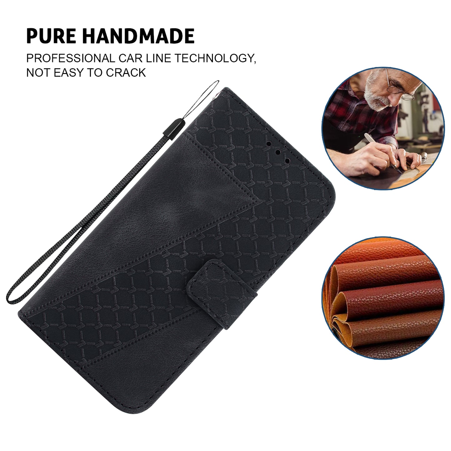 For Huawei nova Y61 4G Stand Cover Imprinted 7-Shape Pattern Wallet Flip Leather Phone Case