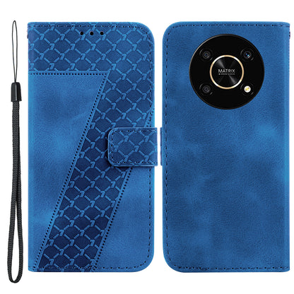 For Honor X9 4G / 5G Slim-Fit Shell Leather Phone Case Stand Imprinted 7-Shape Pattern Wallet Flip Cover