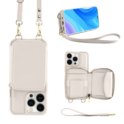RFID Blocking Case for iPhone 15 Pro , Zipper Wallet Kickstand Leather Coated TPU Phone Cover