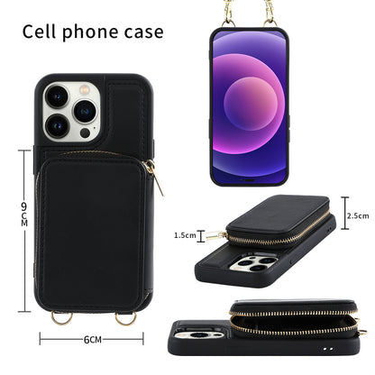 RFID Blocking Case for iPhone 15 Pro , Zipper Wallet Kickstand Leather Coated TPU Phone Cover