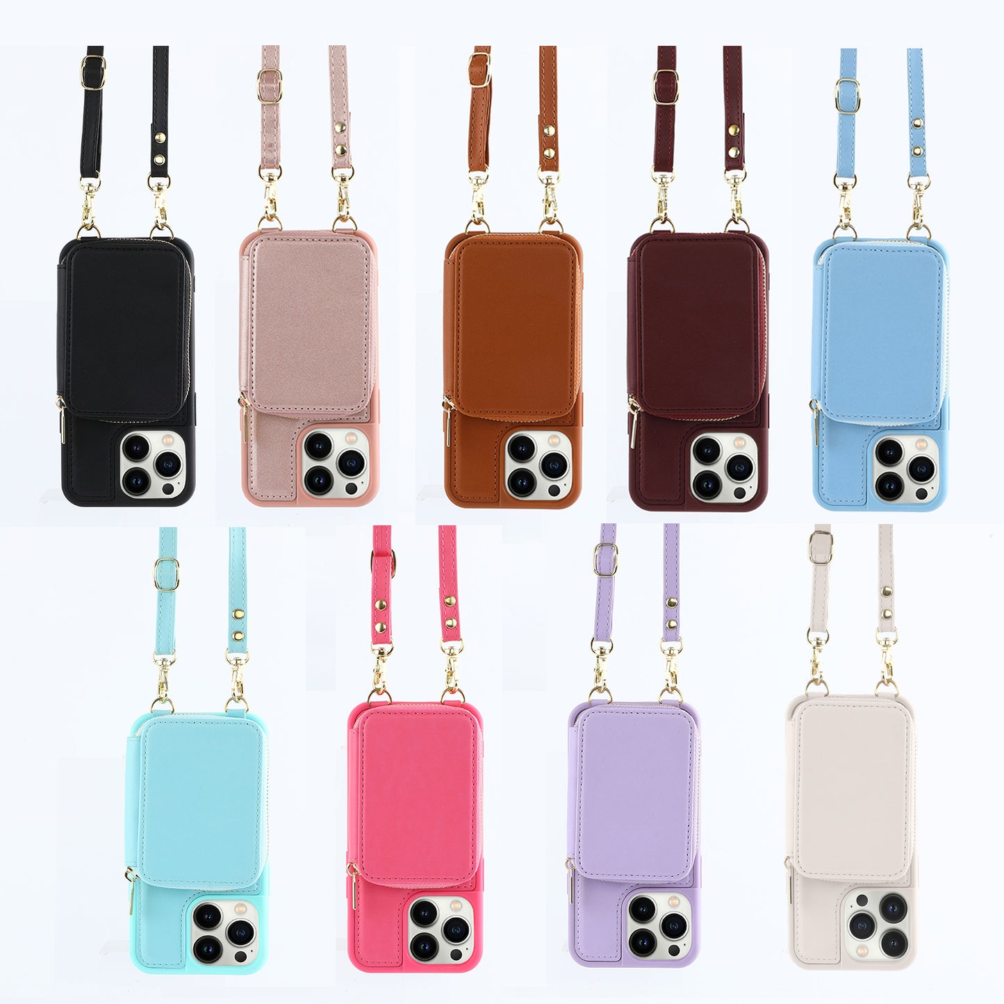 RFID Blocking Case for iPhone 15 Pro , Zipper Wallet Kickstand Leather Coated TPU Phone Cover