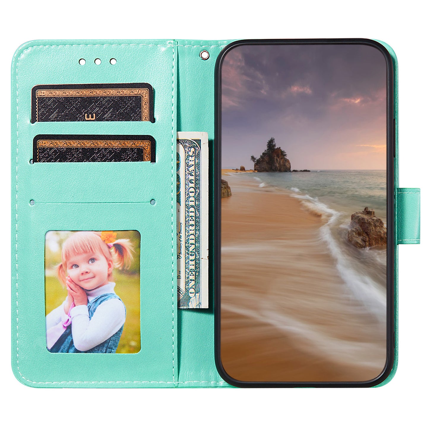 For Samsung Galaxy A04e 4G / M04 4G / F04 4G TPU+PU Leather Wallet Stand Flip Cover Magnetic Closure Phone Case
