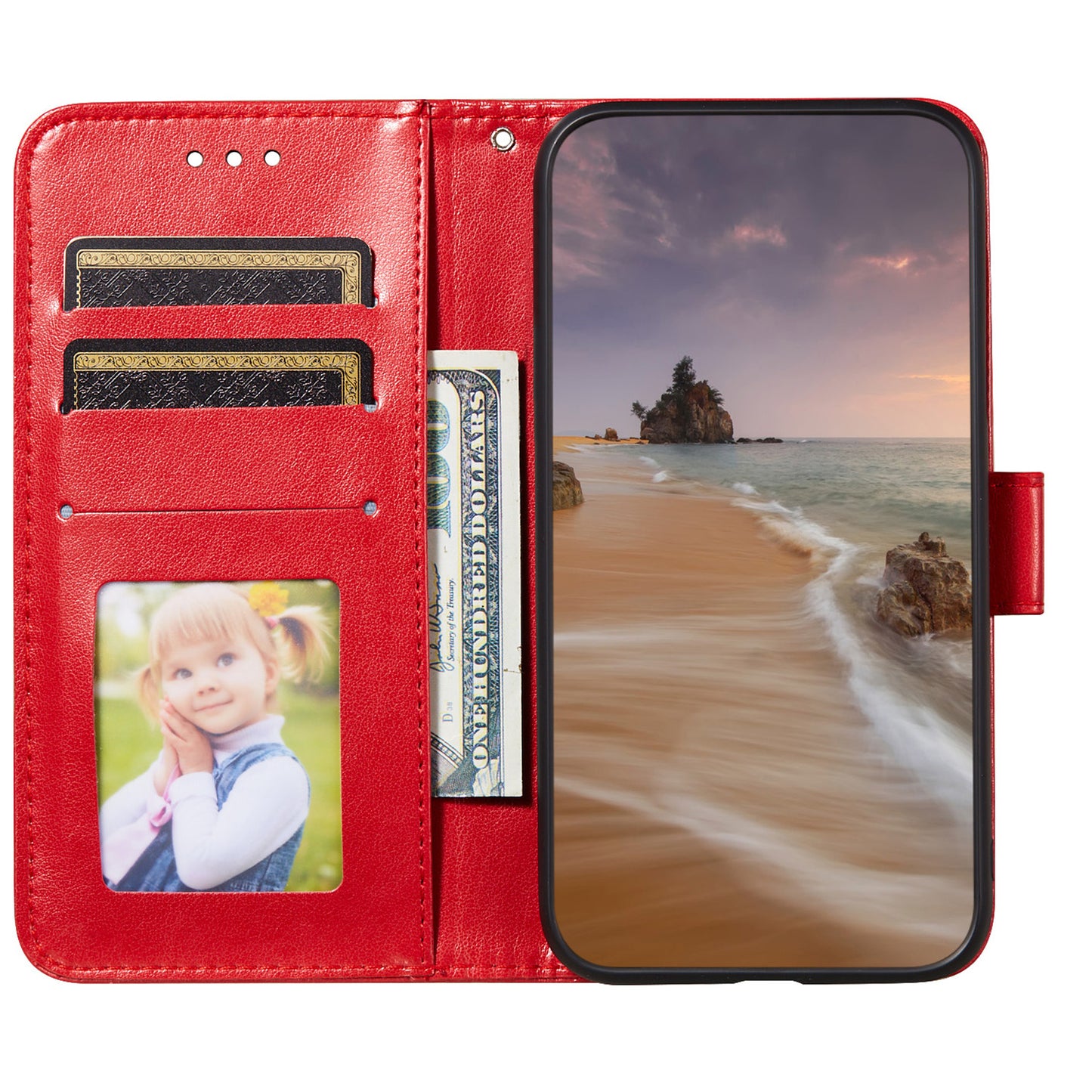 For Samsung Galaxy A04e 4G / M04 4G / F04 4G TPU+PU Leather Wallet Stand Flip Cover Magnetic Closure Phone Case