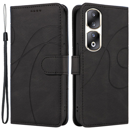 For Honor 90 Pro Slim-Fit Phone Case Imprinted Line Wallet Stand PU Leather Phone Cover