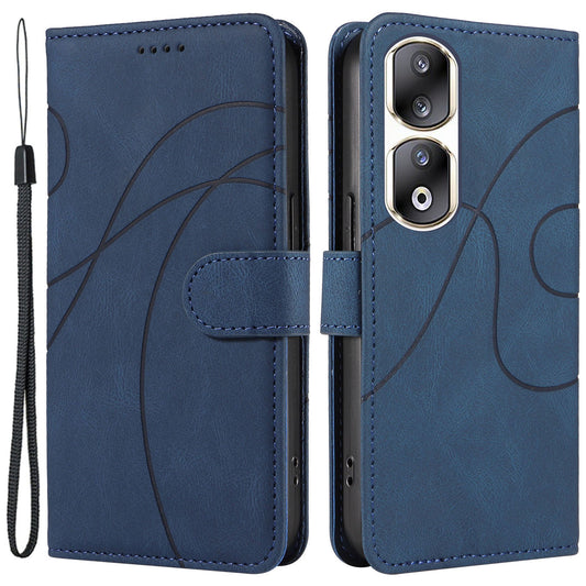 For Honor 90 Pro Slim-Fit Phone Case Imprinted Line Wallet Stand PU Leather Phone Cover
