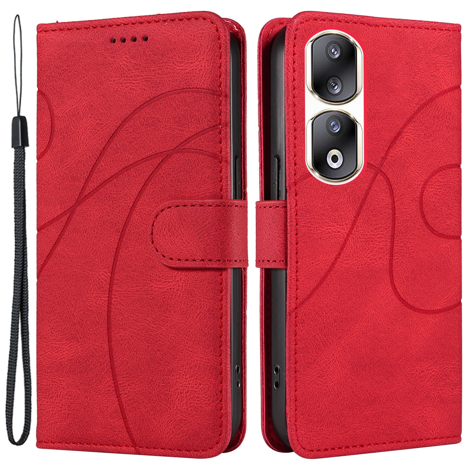 For Honor 90 Pro Slim-Fit Phone Case Imprinted Line Wallet Stand PU Leather Phone Cover