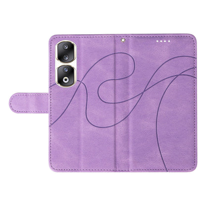 For Honor 90 Pro Slim-Fit Phone Case Imprinted Line Wallet Stand PU Leather Phone Cover
