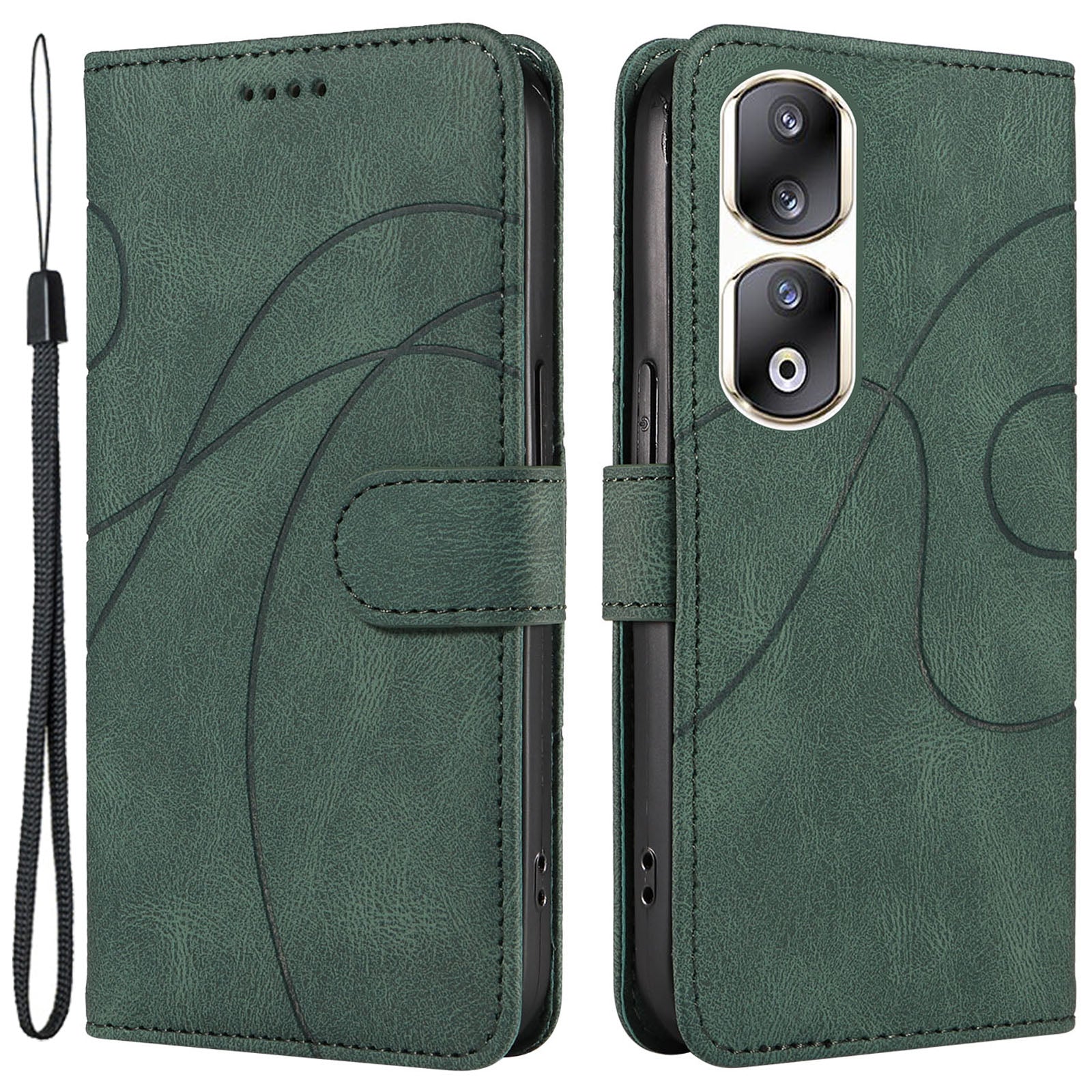 For Honor 90 Pro Slim-Fit Phone Case Imprinted Line Wallet Stand PU Leather Phone Cover